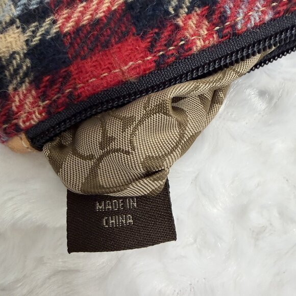 Vintage Coach Holiday Plaid Drawstring Bucket & Wristlet Set - 100% Wool in EUC - Picture 16 of 16